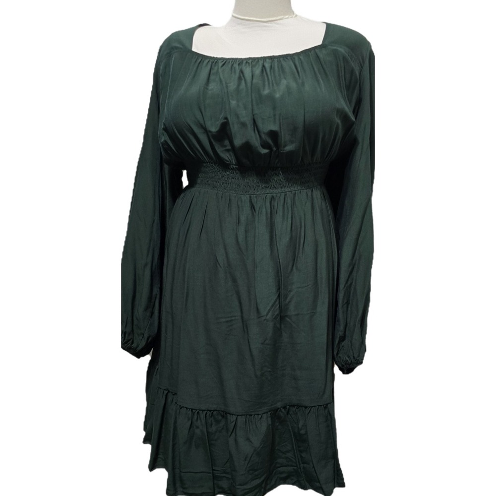 $30 NWT 3XL long sleeve dress black solid HESPERUS RAYON SQUARE NECK